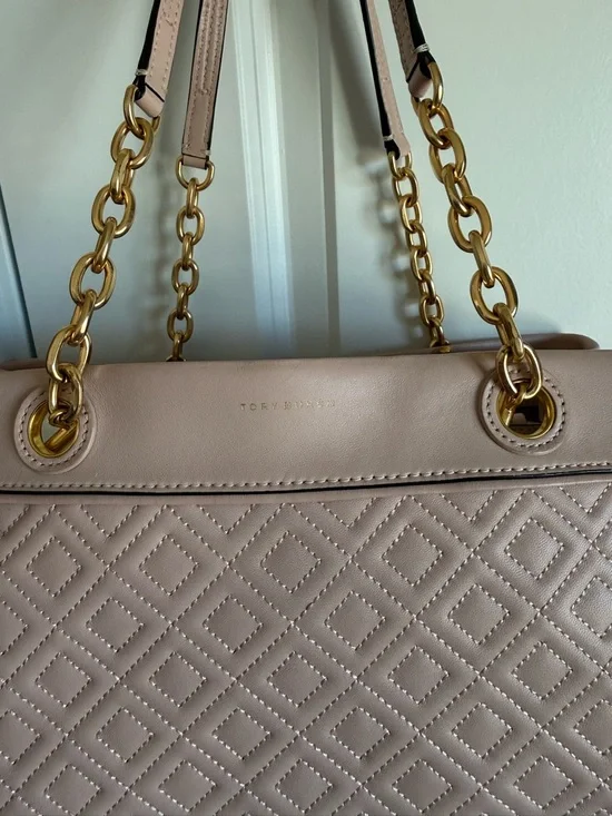 Tory Burch Blush Quilted Leather Chain-Handle Tote - Picture 5 of 8